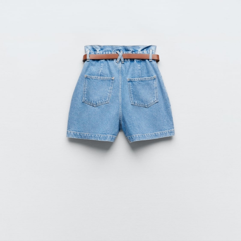 Zara belted baggy denim shorts - Picture 2 of 4
